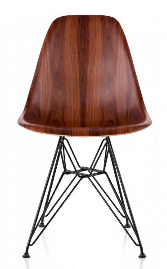 Eames Molded Wood Side Chair, Wire Base Herman Miller